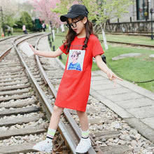 將圖片載入圖庫檢視器 包邮童装2020夏季新款女童连衣裙 中大童数码印T恤裙连衣裙批发
